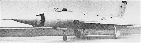 The T-49 featured box-type intakes flanking an ogival nose radome
