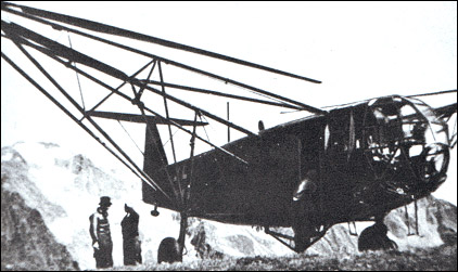 A Luftwaffe Fa 223 sits on a mountain top during a World War II rescue operation