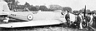 The photo shows the prototype PVO-9 on July 25, 1935, which suffered a main undercarriage leg malfunction and resulted in a successful emergency landing at Brooklands. The 110kg dummy bomb is still securely in position under the starboard wing