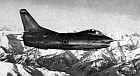 One of the three prototypes in flight over the Alps