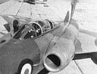 Close-up of the two sliding hoods and Martin-Baker ejector seats of the Javelin F.(AW) Mk.I; black lines on the fuselage indicate the limits of walkways.
